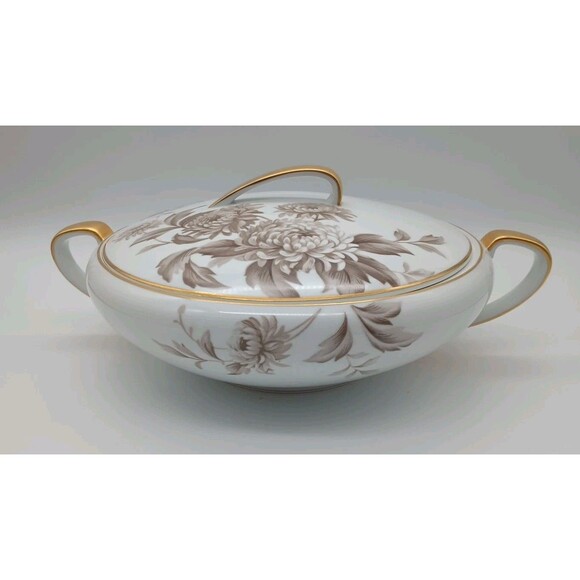 Noritake China LaSalle Covered Serving Vegetable Dish Chrysanthemum Handled - Picture 1 of 9